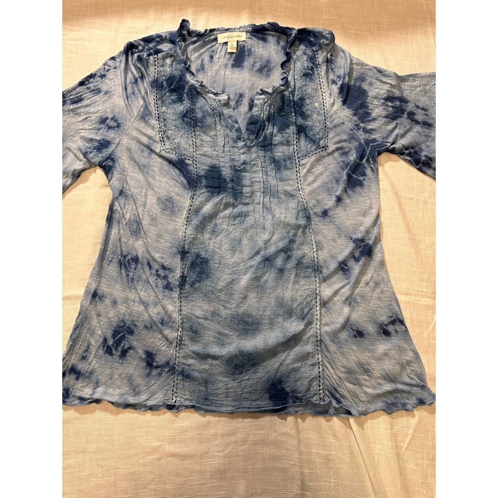 Vintage America Blue Tye Dye top Bell sleeve-XL